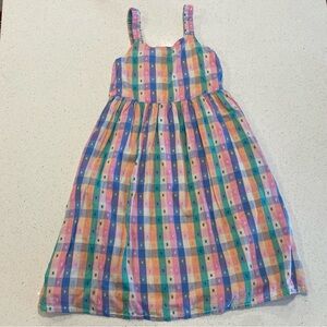 5/$25 WONDER NATION Plaid Embroidered Summer Midi Dress Girls 10/12